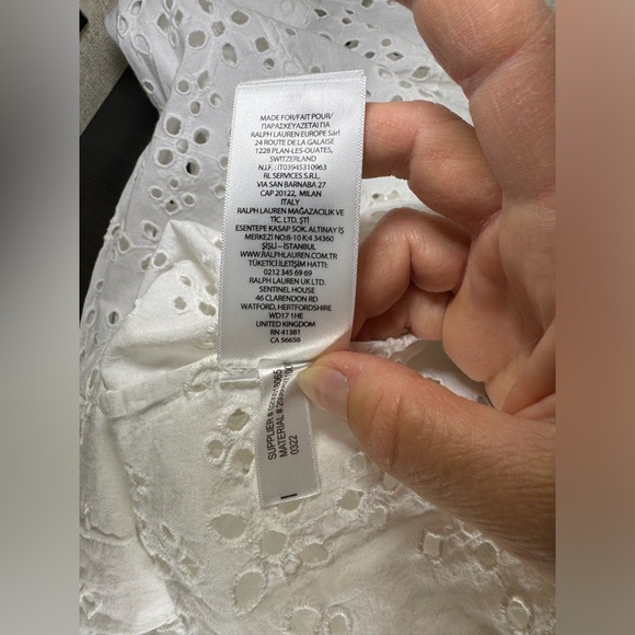 Lauren Ralph Lauren Black Label White Eyelet Long Sleeve Button Down Shirt SizeM - Picture 12 of 12